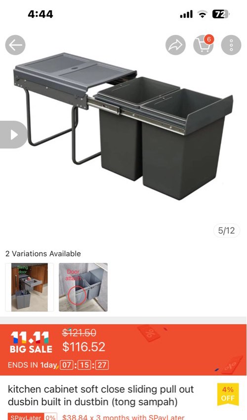 Under sink pullout bins, Furniture & Home Living, Bathroom & Kitchen