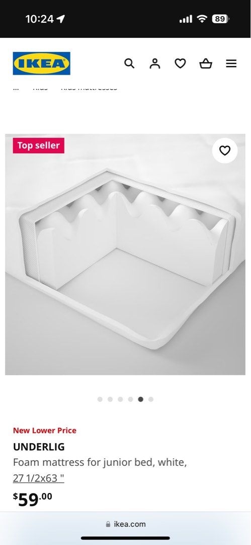 UNDERLIG Foam mattress for junior bed, white, 27 1/2x63 - IKEA