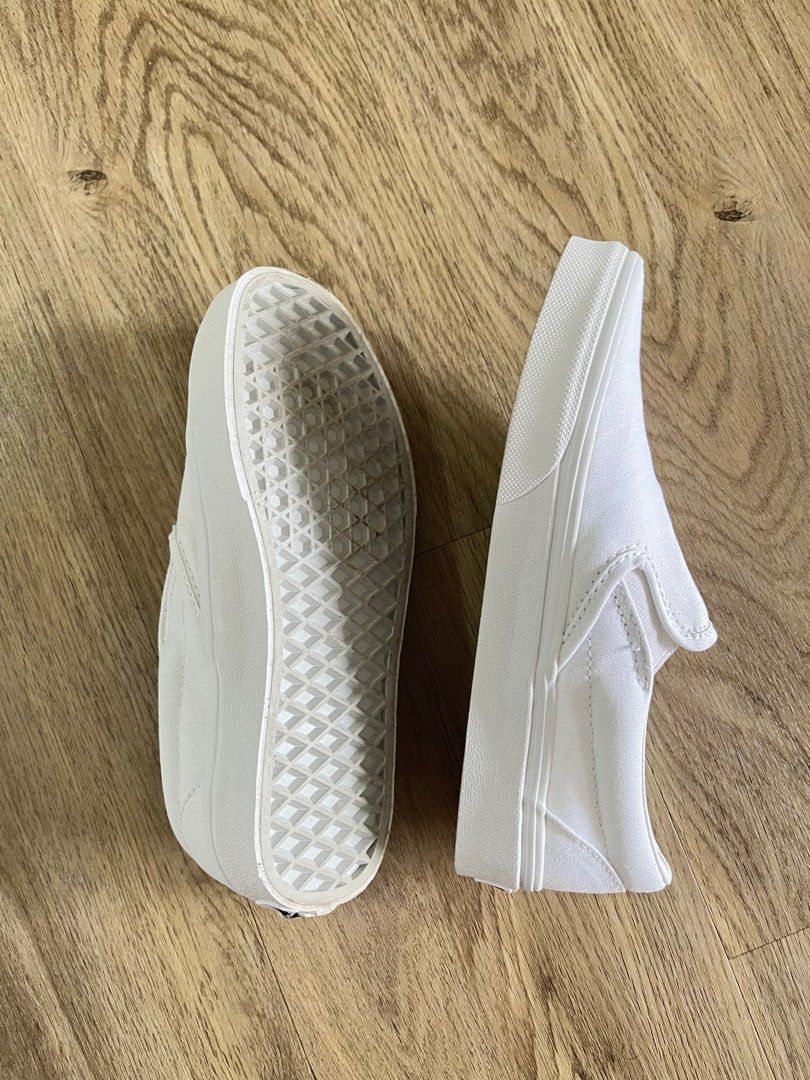 Vans white slip on