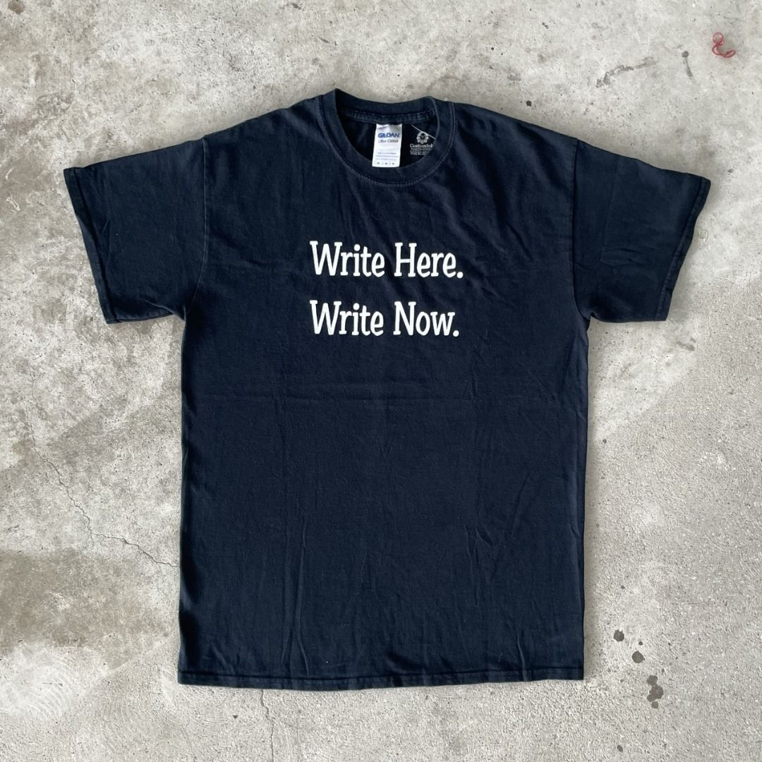 white t shirt with writing