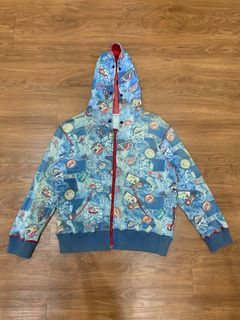 Vintage 90s Angel blue full print zip hoodie