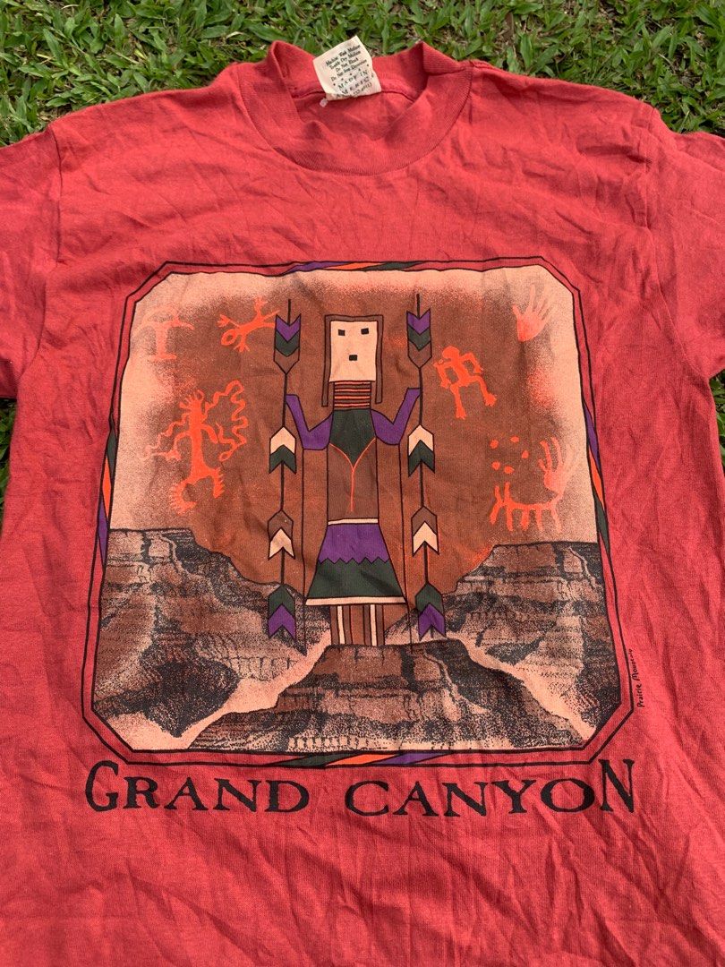 Vintage Grand Canyon Shirt Mens XL Brown Graphic Short Sleeve 90s