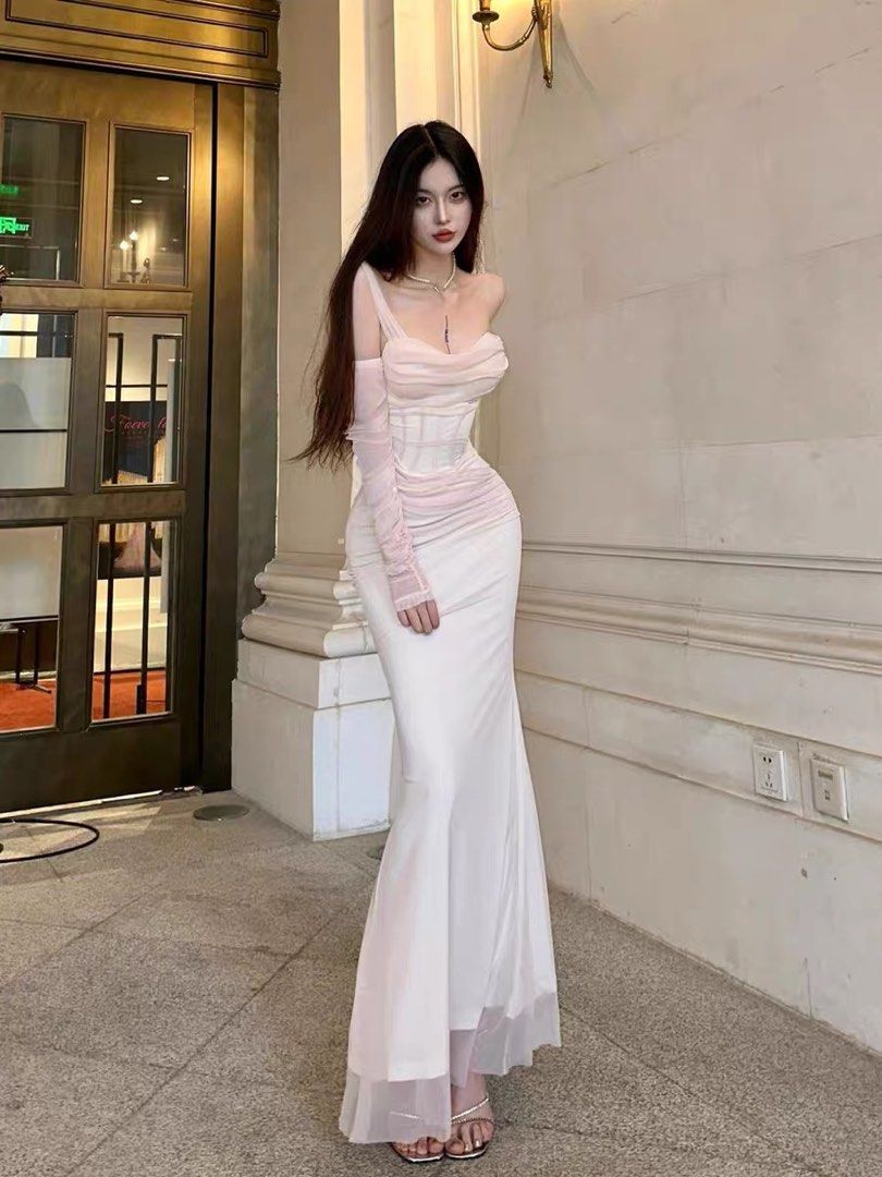White silk hotsell evening gown
