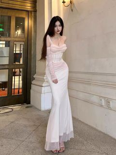 White long dress/ evening dress/white gown