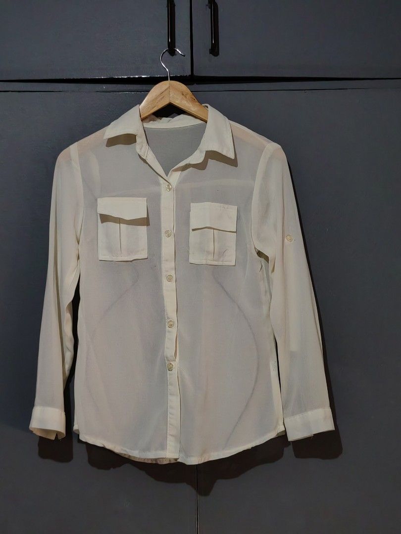 White see-through long sleeves (Category: Longsleeves) located in Quezon City. Submitted by thefictioncollective (Listing ID 1265163042, Image 1). Description: - RFS: Decluttering - Items are slighty used, not abused - Details are indicated on each photo - Color may vary due to lighting - Please manage your expectations - Can fit up XS-M in size 🚚 Mode of Delivery: – Shipping & Delivery will be shouldered by the buyer – Lalamove, Gogo Express 💸