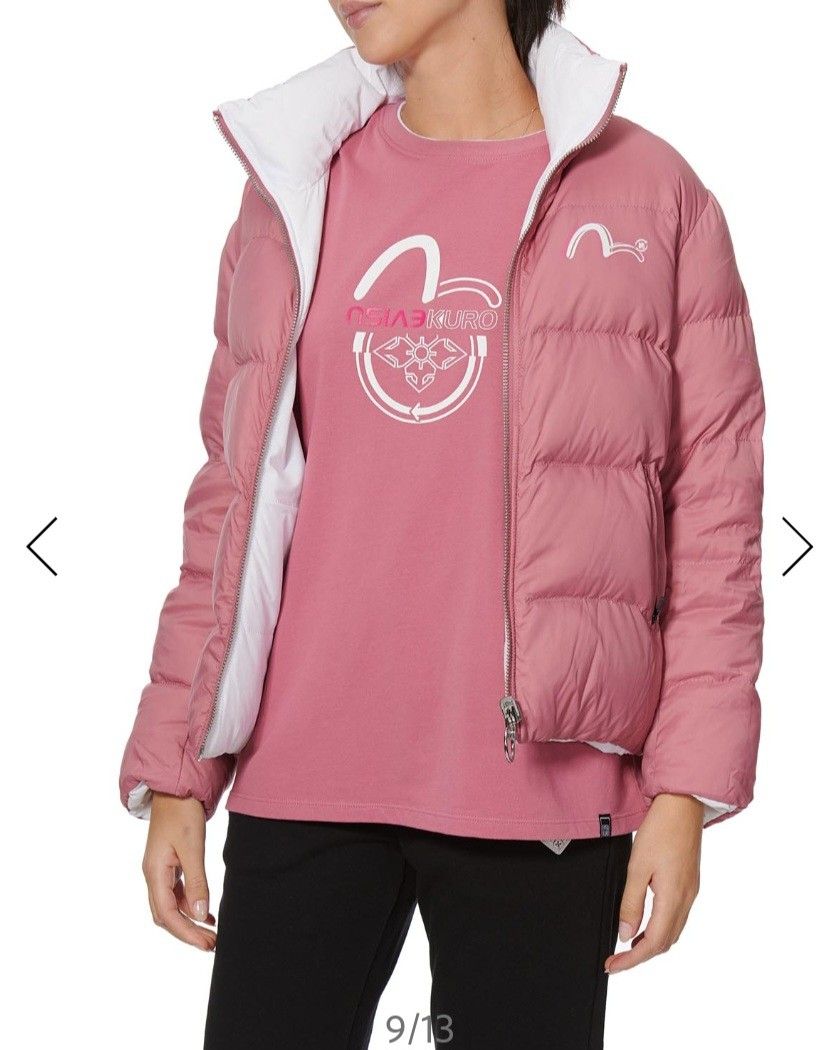 Winter Jacket (Category: Coats, Jackets and Outerwear) located in Singapore. Submitted by mus66 (Listing ID 1265327489, Image 5). Description: Distinctly different on the inside and outside, this reversible down jacket gives you a pristine and clean-lined appearance on one side, and a feminine and sporty look on the other, granting you double styling options. : 100% Polyamide . Loose fit . Logo and X-shaped arrow embroideries . Logo and warning s