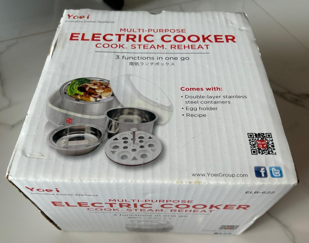 Yoei Multi purpose Electric Cooker Cook Steam Reheat Double Layer