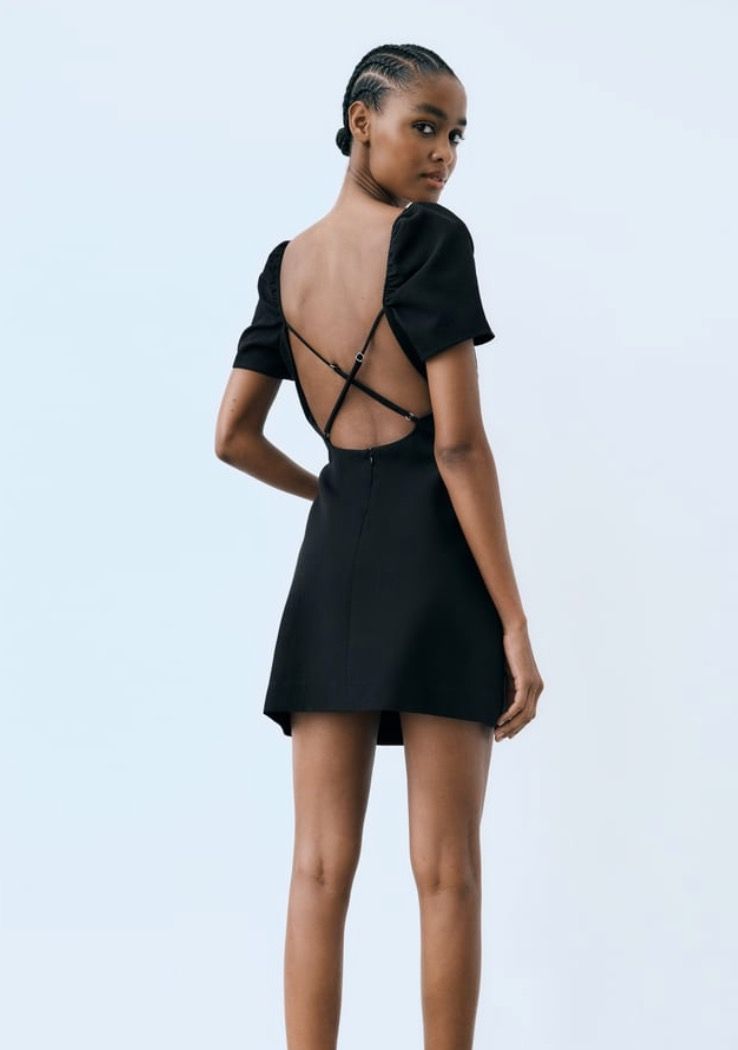 ZARA SHORT OPEN BACK DRESS BLACK XS Women s Fashion