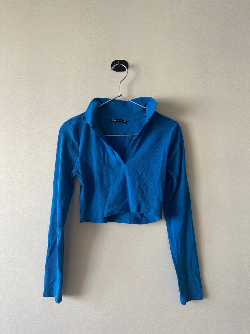 ZARA Cropped Long Sleeve, Women's Fashion, Tops, Longsleeves on Carousell