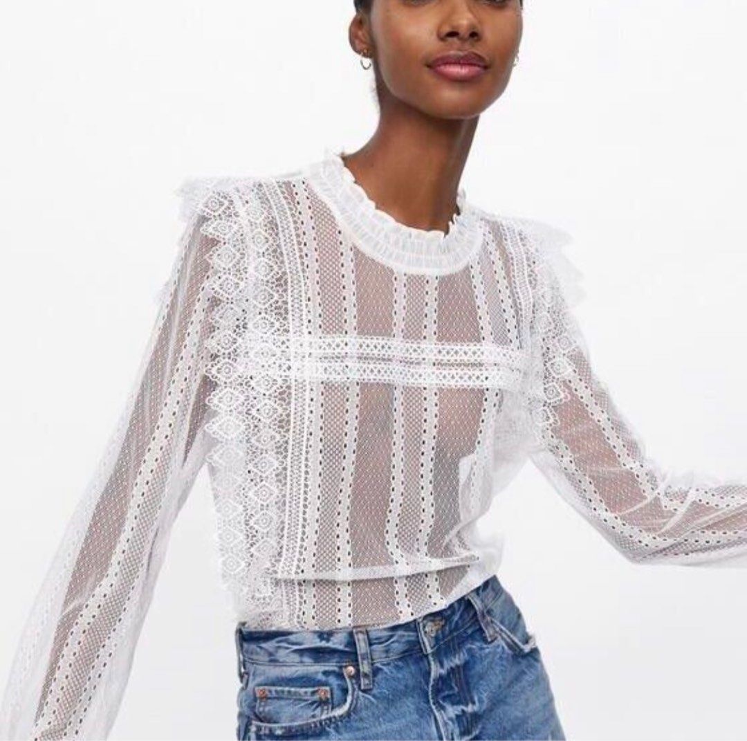 Semi sheer blouse online