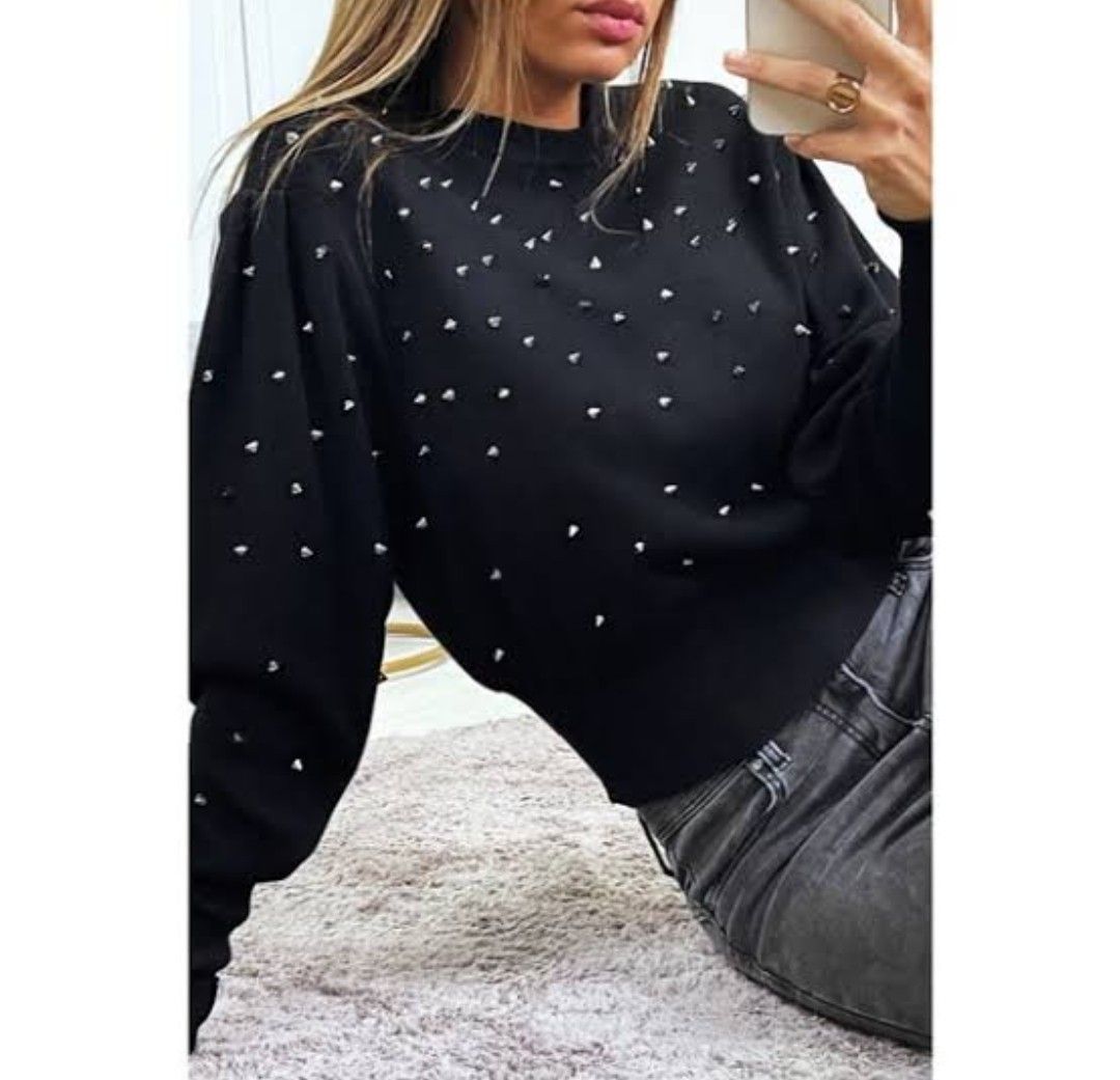 Zara studded sweater hot sale