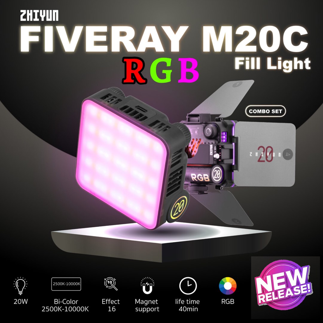 Zhiyun M20 M20C 20W RGB on-Camera LED Video Light 2500K~10000K