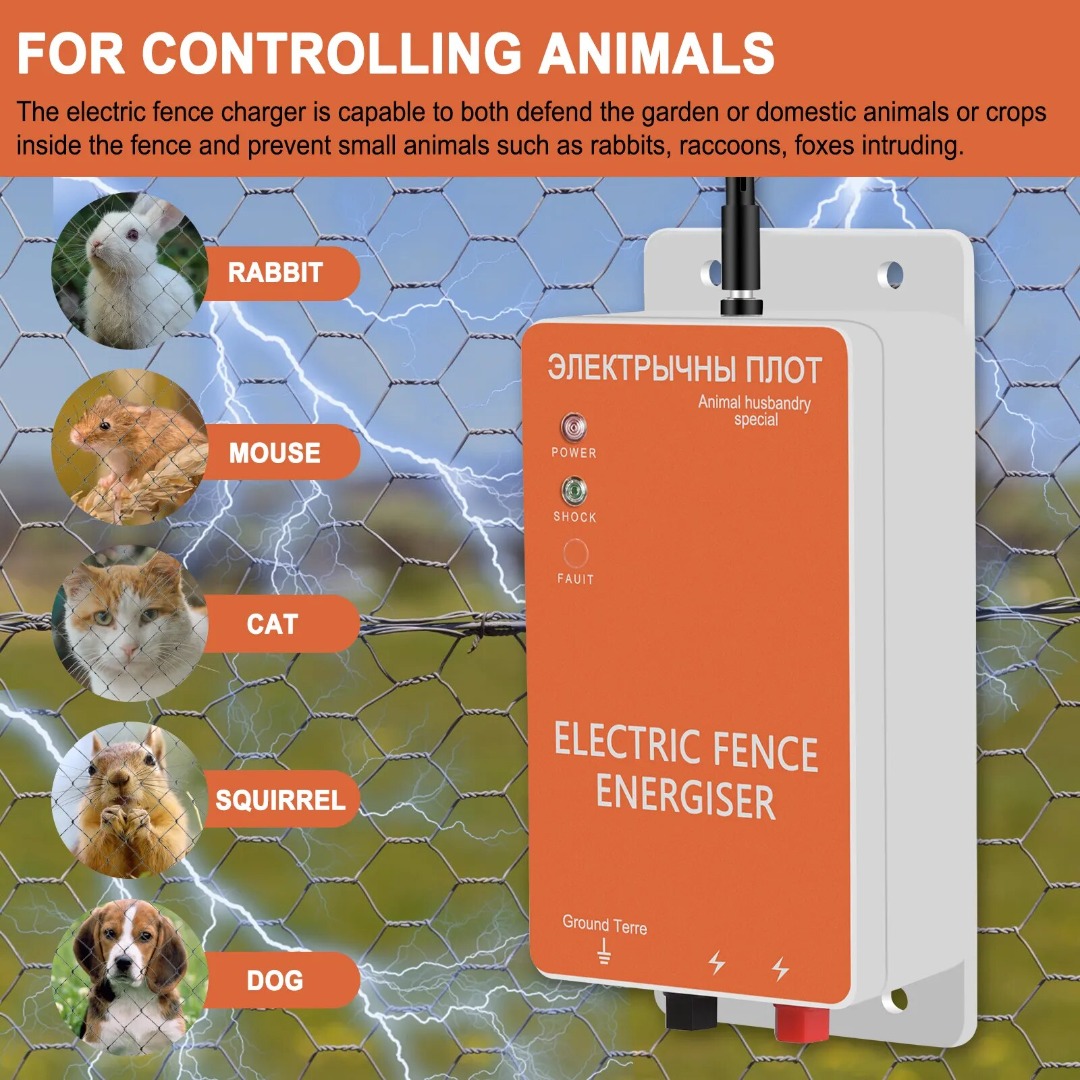 10KM Electronic Pulse Fence Energizer 5 Mile Controller for Animals