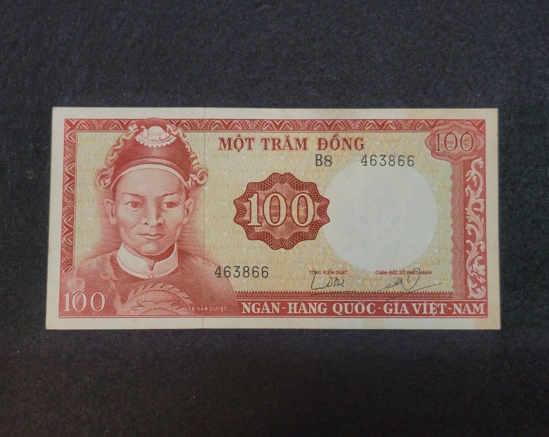 越南鈔票～1966年越南(南越)100盾黎文悅將軍, 興趣及遊戲, 收藏品及紀念品, 錢幣- Carousell