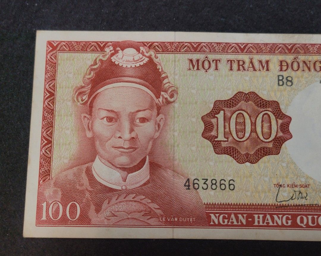 越南鈔票～1966年越南(南越)100盾黎文悅將軍, 興趣及遊戲, 收藏品及紀念品, 錢幣- Carousell