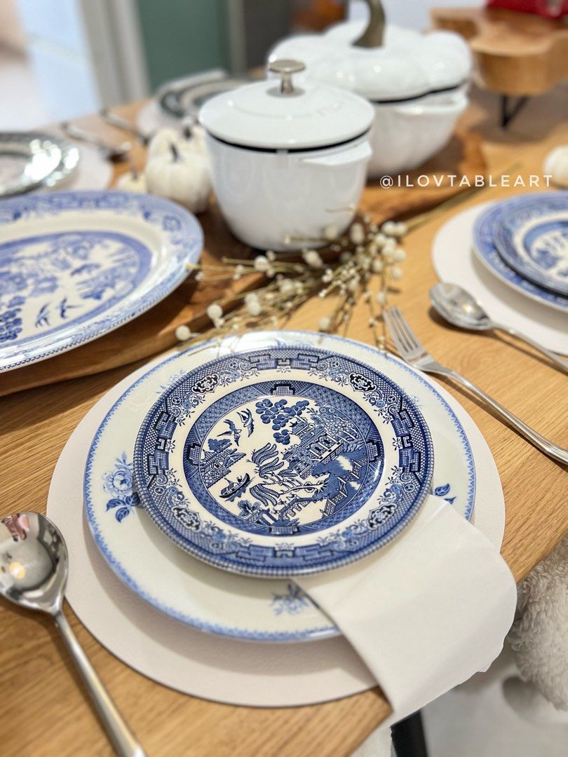 Churchill blue willow deals salad plates