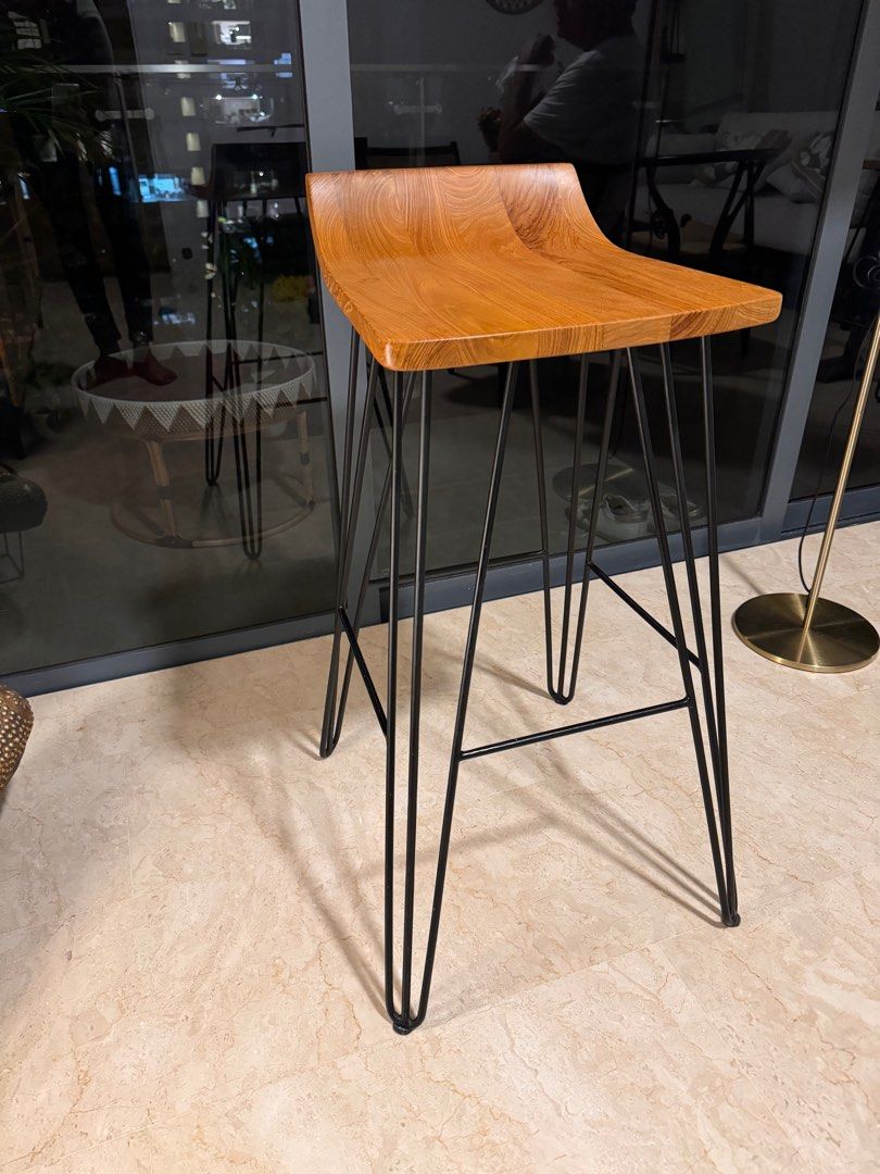 2 Teak Bar Stool (Rooma Tan Boon Liat), Furniture & Home Living