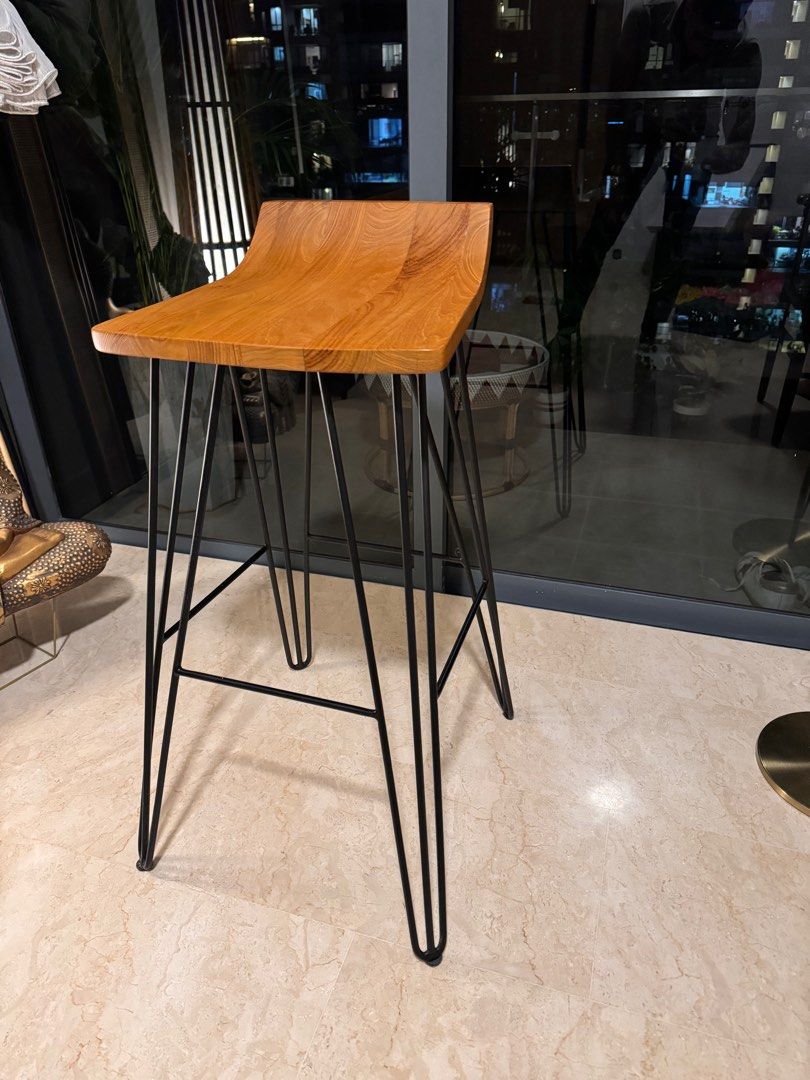 2 Teak Bar Stool (Rooma Tan Boon Liat), Furniture & Home Living