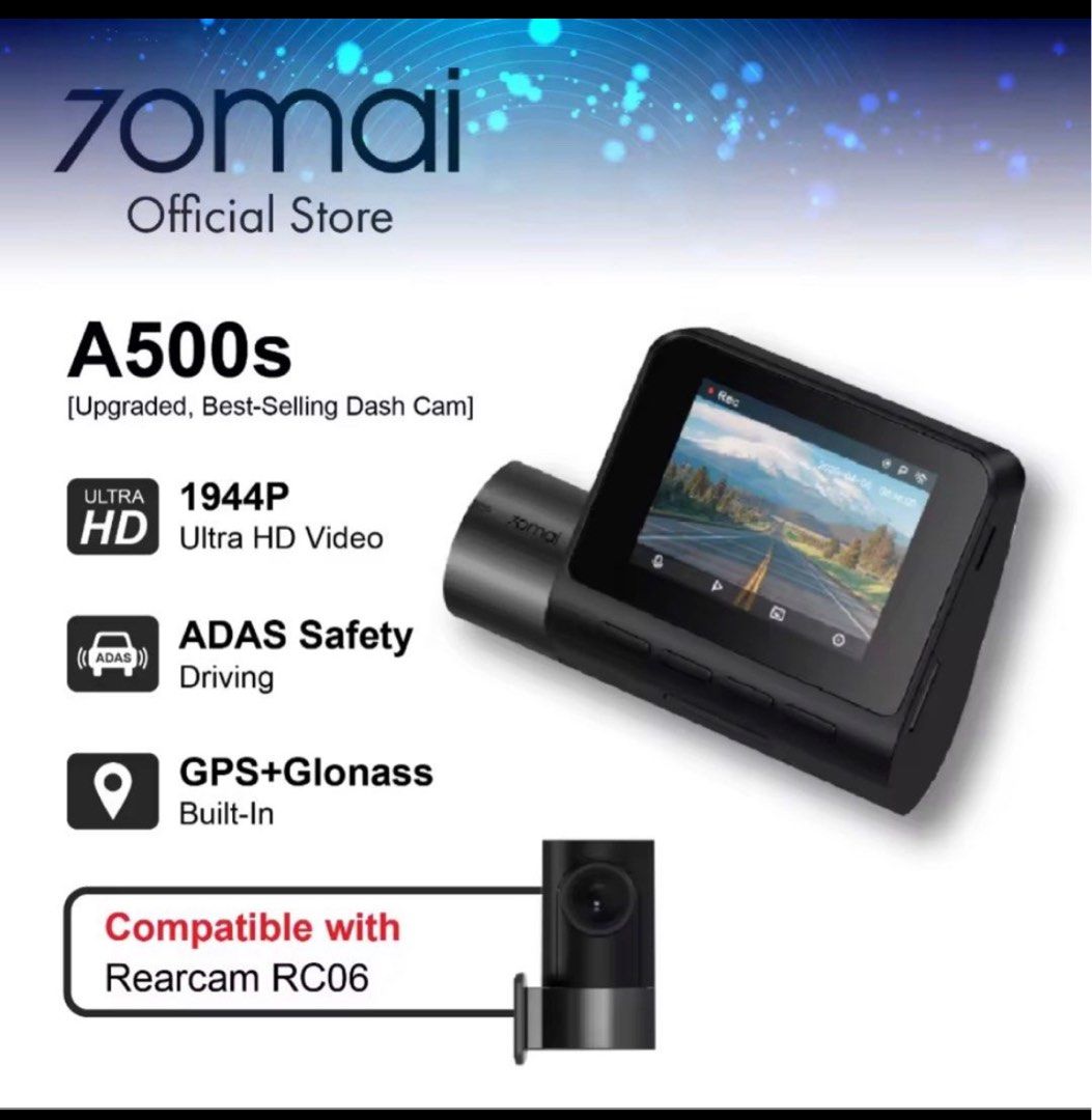 70mai A500s Dash Cam Pro Plus+ 1944P HD Support RC06 Rear Camera