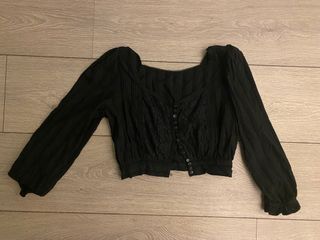 黑色方領蕾絲上衣
