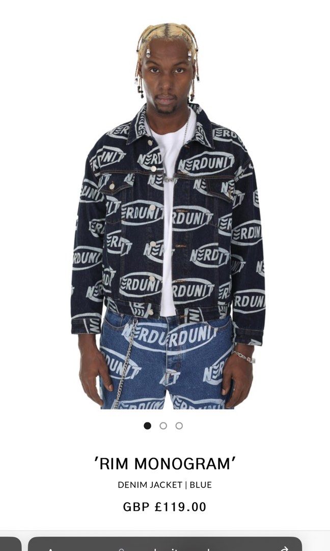 Brand New Nerdunit Rim Monogram Denim Jacket Blue for Sale