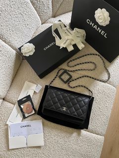🦄 CHANEL 2022 WOC Wallet on Chain in Black Caviar Leather SHW ✨ Authentic Chanel