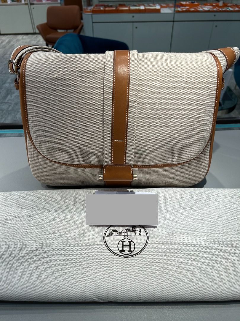 保存品✨ Hermes Sac Bourlingue Beige / 34 Fauve Canvas / Barenia