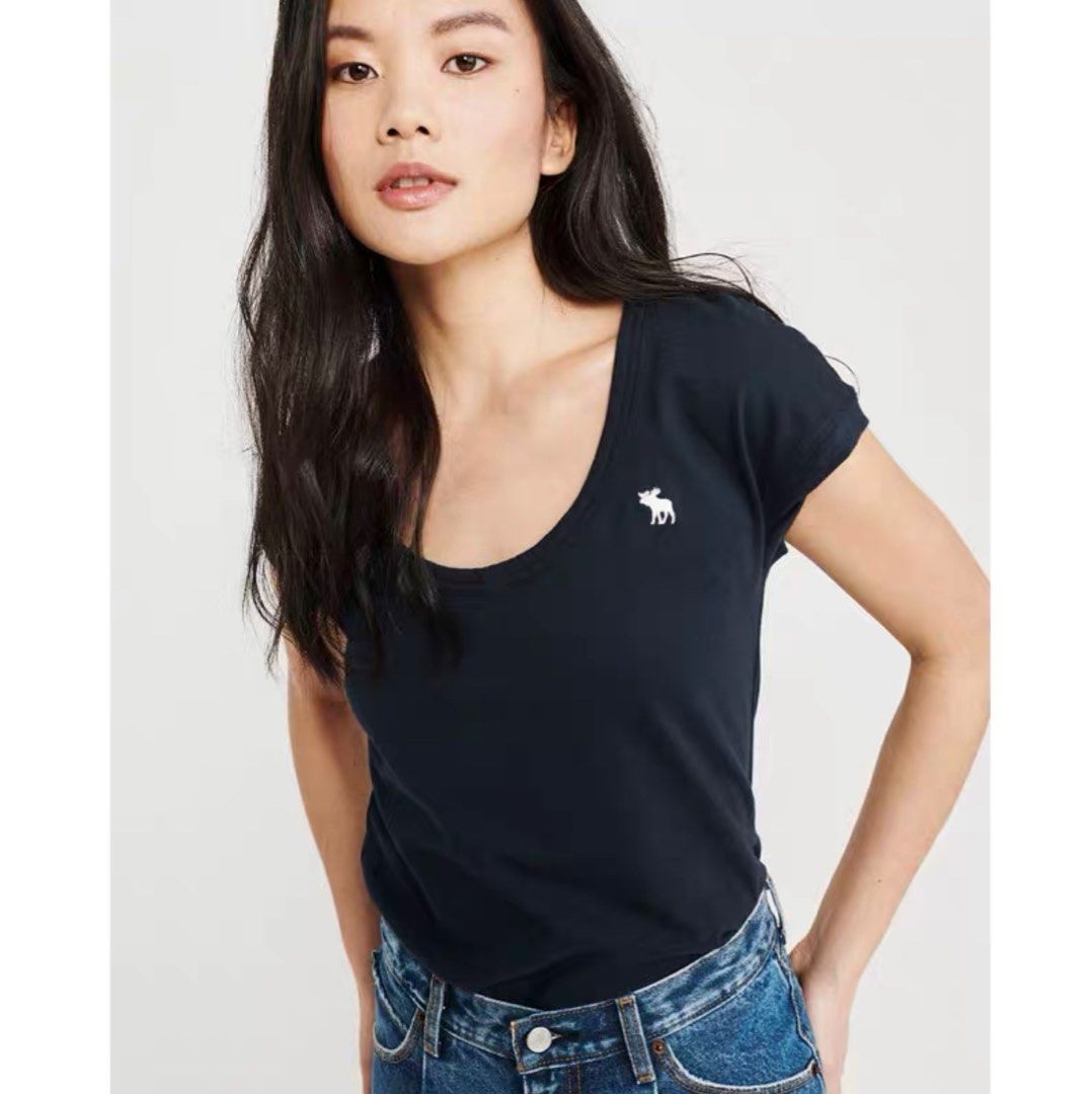 A f u neck 100 cotton logo basic black tee casual chic soft comfy white moose logo classic