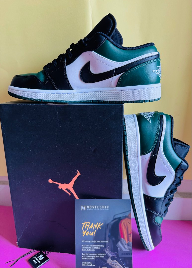 Air Jordan 1 Low Green Toe Men s Fashion Footwear Sneakers on