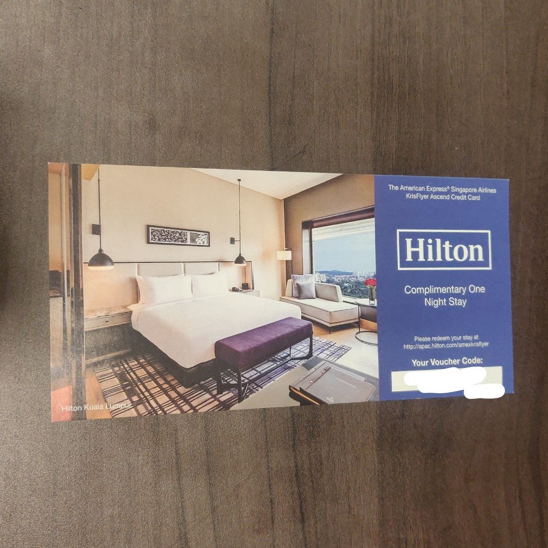 Amex Krisflyer Ascend Hilton Complimentary One Night Stay Voucher