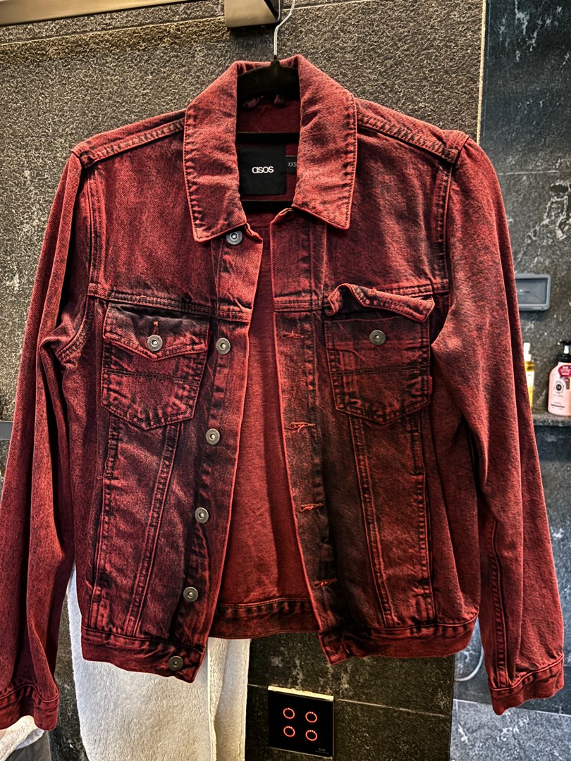 Red denim shop jacket asos