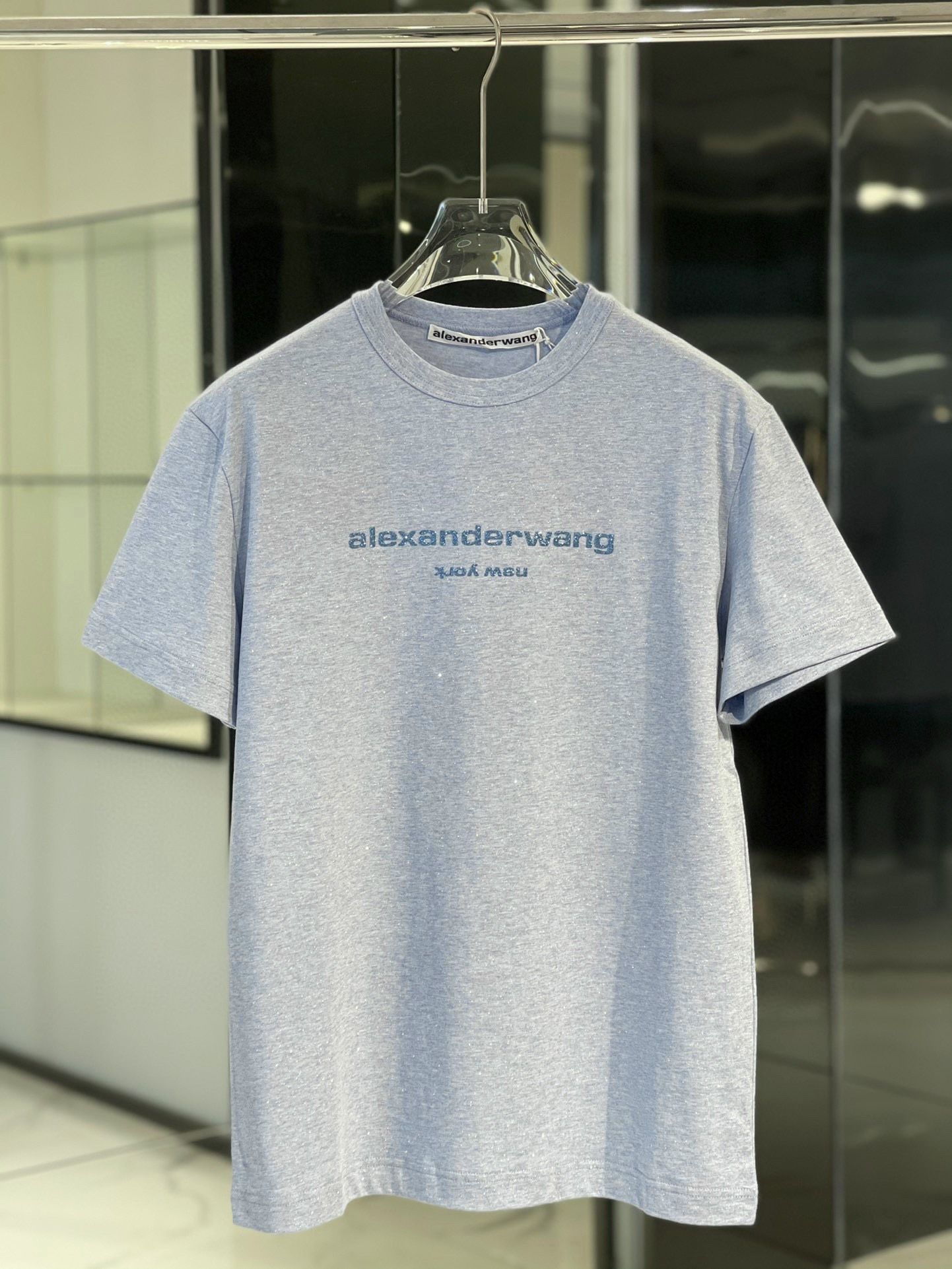 Authentic alexander wang 23ss New Flash Diamond Letter T-shirt