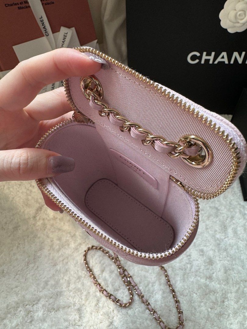 Authentic Chanel Vertical Mini Vanity Light Pink GHW