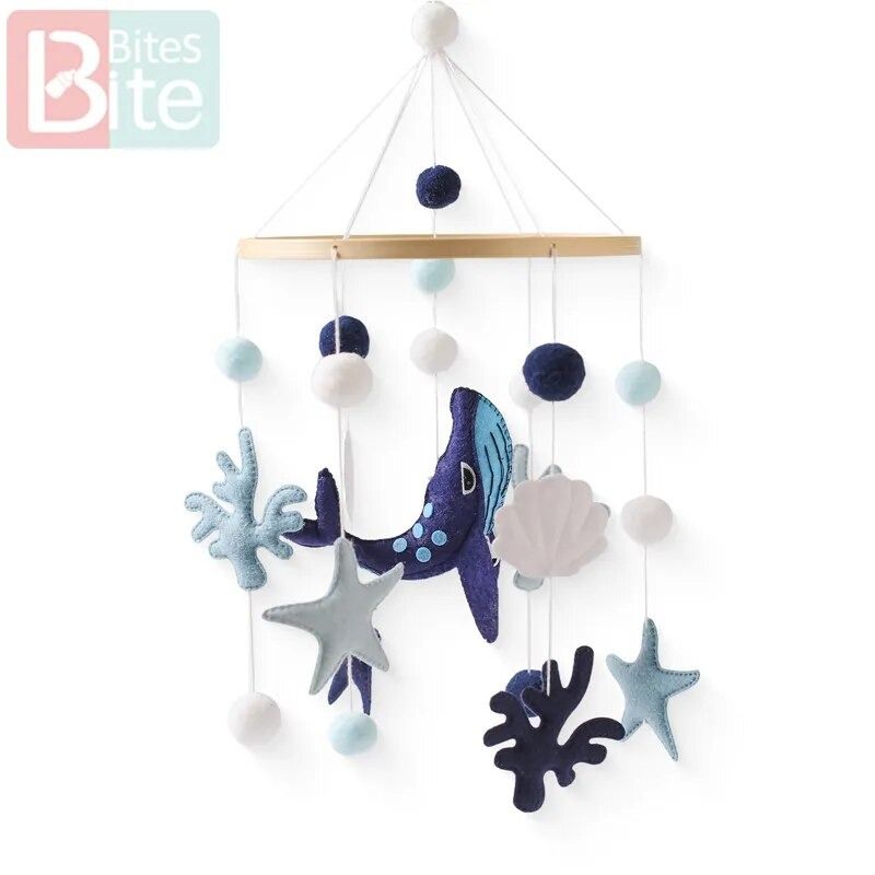 Baby Rattle Toy Whale Mobile Wooden Newborn Ocean Felt Bell Hanging Toys 0 12 Month Bed Bell Holder Bracket Infant Crib Toy Gift Carousell