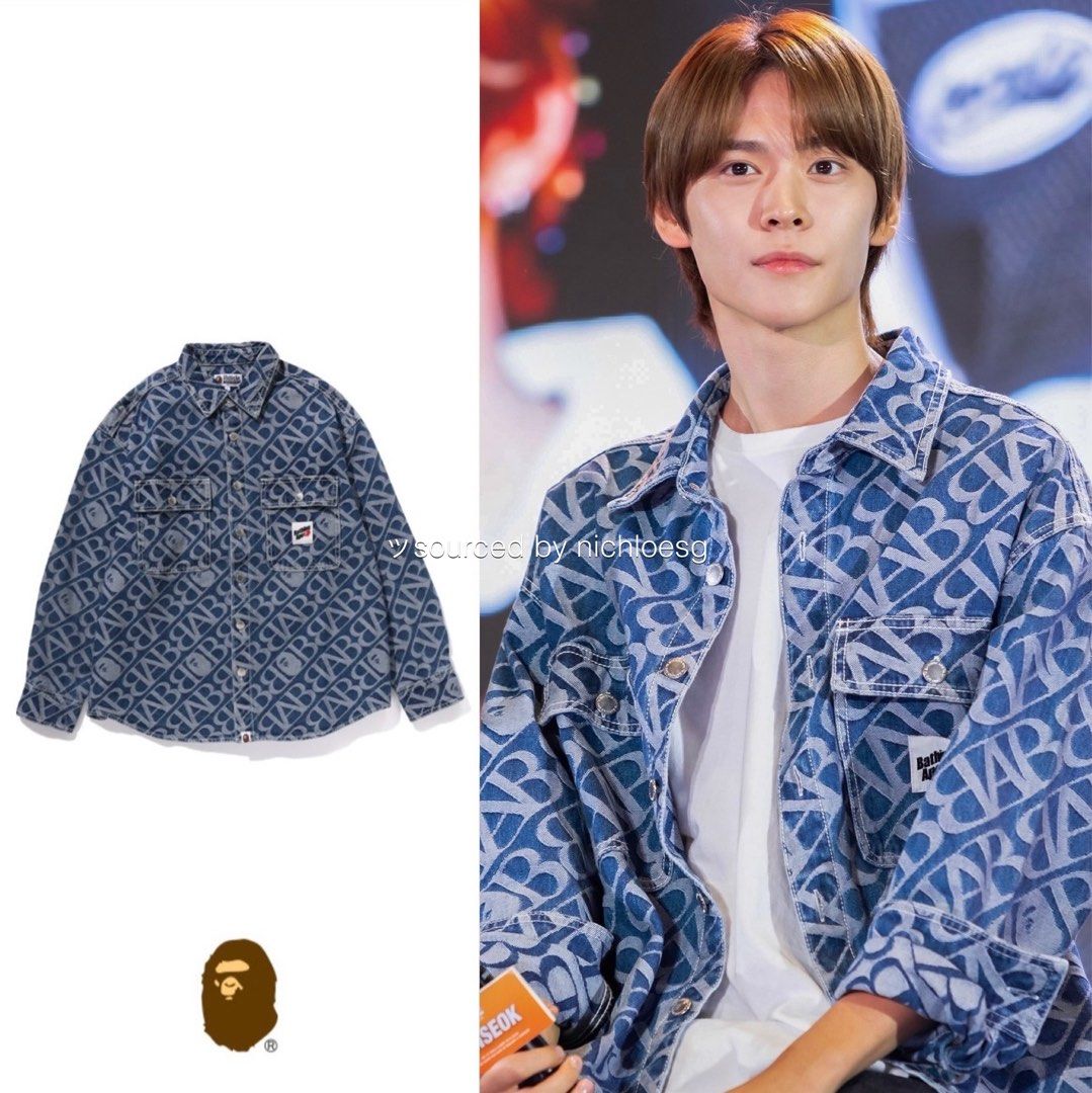 BAPE DENIM MONOGRAM METAL ONE POINT SHIRT, Men