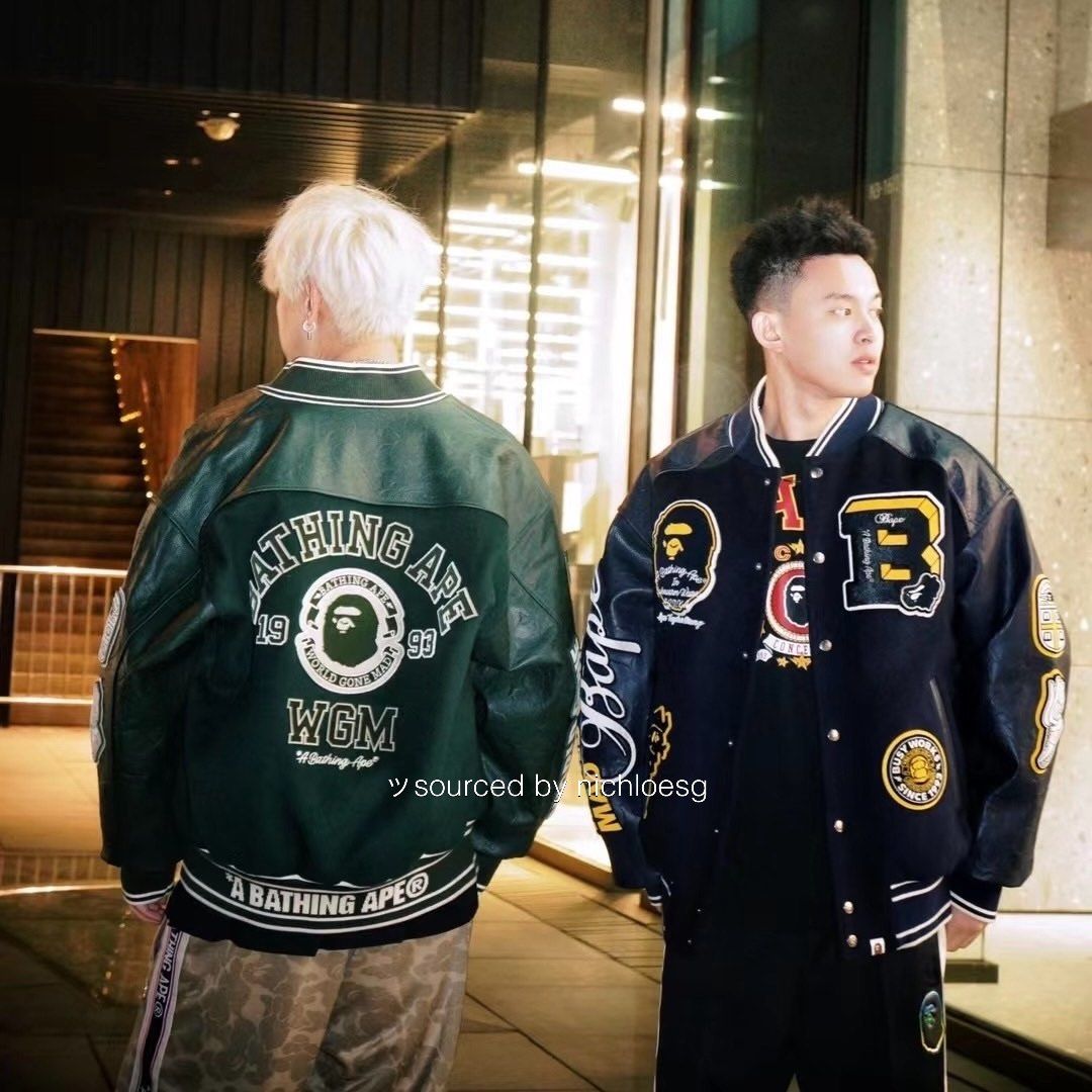BAPE Bape Patch Varsity Jacket Navy Men's - FW23 - US