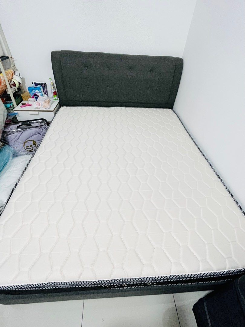 Queen size bed frame discount and mattress set for sale