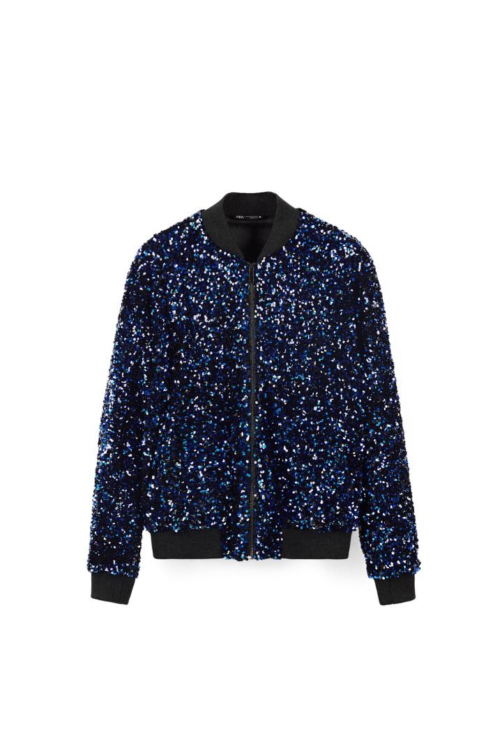 Mens blue sequin bomber jacket online