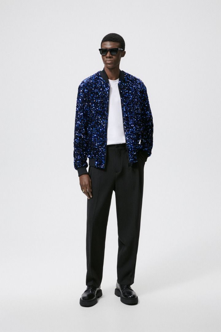 BN Zara Blue Sequin Bomber Jacket