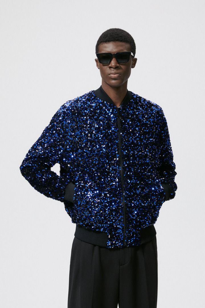 Blue sequin jacket sale