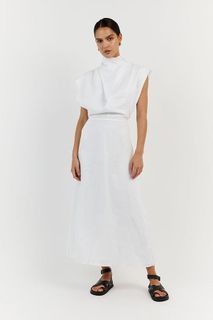 BNWT Dissh ALESSI WHITE LINEN MIDI DRESS AU 6 UK 6 White