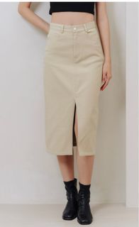 BNWT The Stage Walk Lexley Denim Skirt in Khaki S