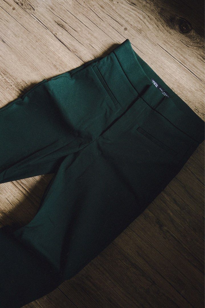 zara green dress pants ZARA Green Plisse Pleated Top Pants Set Suit main image 1