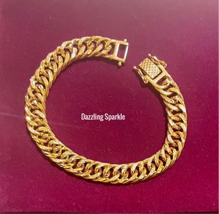 Bracelet Lipan Clip (100% Bangkok premium 916 Gold plated Bracelet with engraved chop 916 ( width 1.1 cm/ length 19-20 cm) long lasting quality.