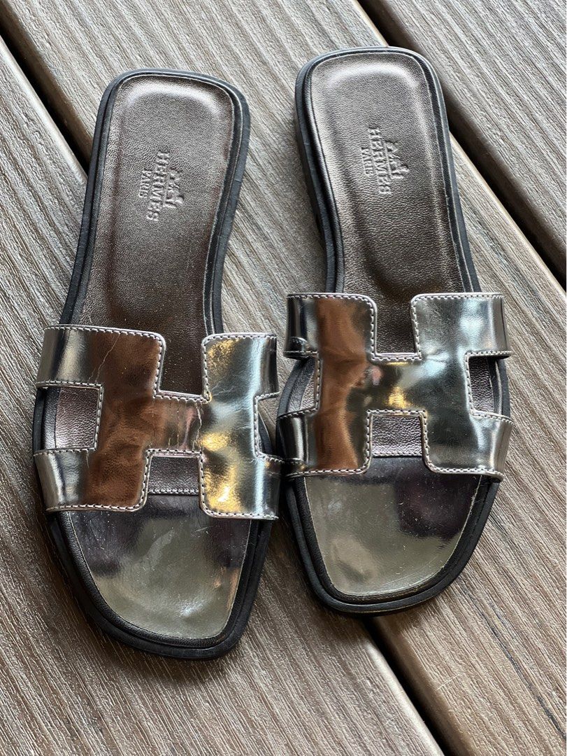 Hermes silver sandals on sale