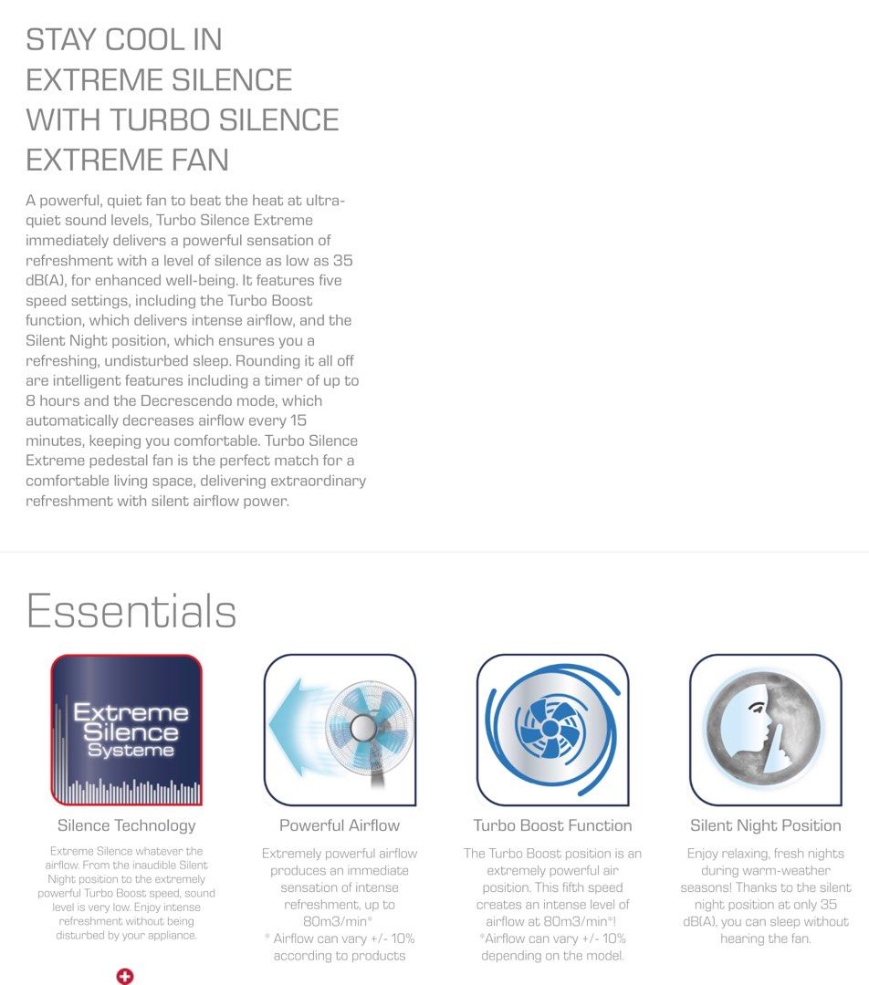 Brand New - Tefal Turbo Silence Extreme 16inch (40cm) Standing fan with ...