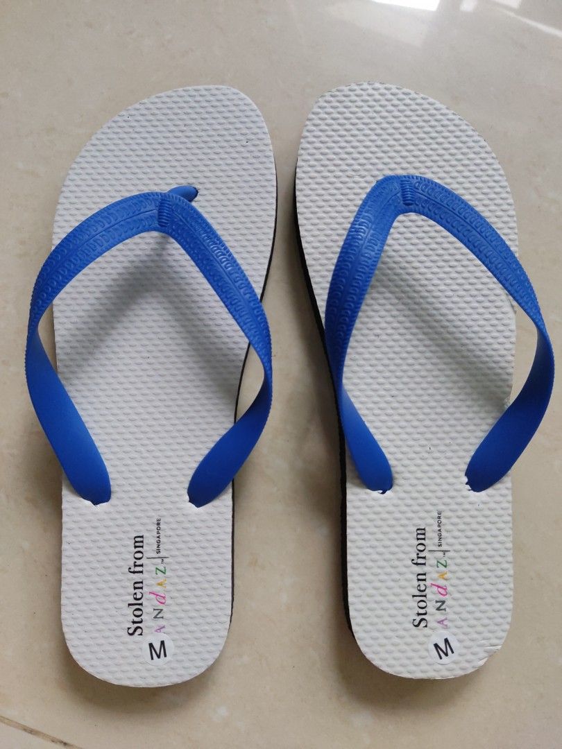 White and blue sales slippers