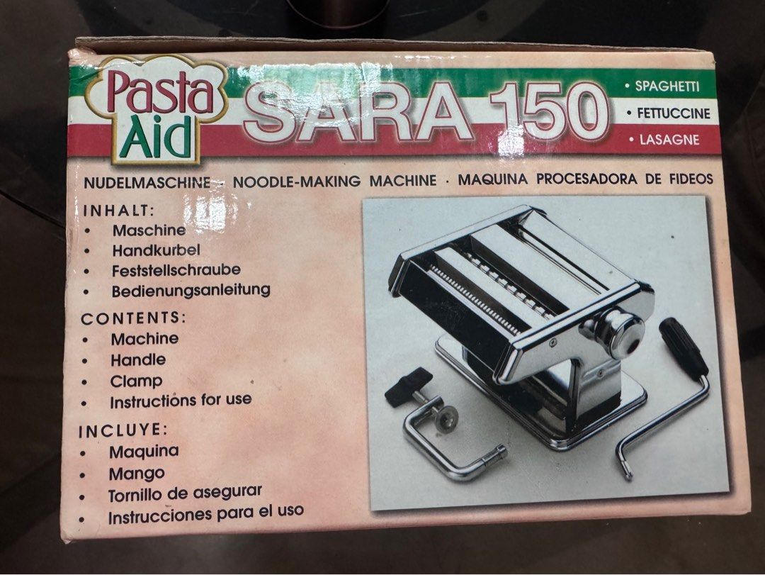Brand new pasta maker for sale (Category: Other Kitchen Appliances) located in Quezon City. Submitted by harristhegoldenboy (Listing ID 1265341164, Image 3). Description: Brand new stainless steel pasta maker. Given as a gift and never used.