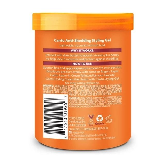 Cantu Shea Butter Maximum Hold Anti-Shedding Styling Gel with Honey 18.5 oz