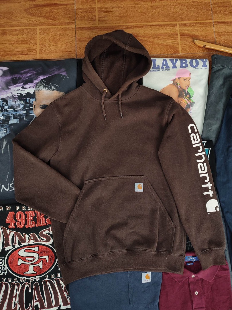 Carhartt Script Hoodie Choco Brown Men s Fashion Coats Jackets and Outerwear on Carousell